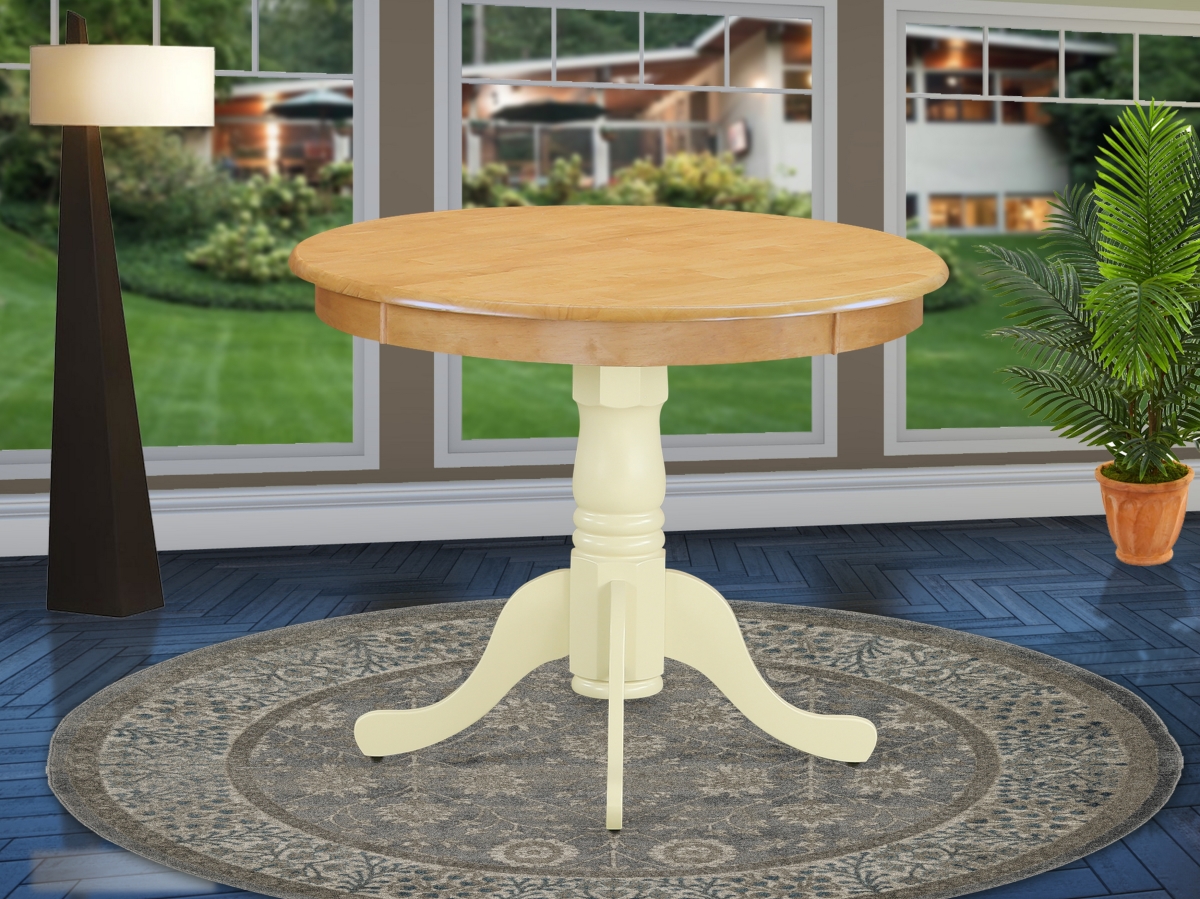 36 in. Antique Round Dining Table - Oak & Buttermilk
