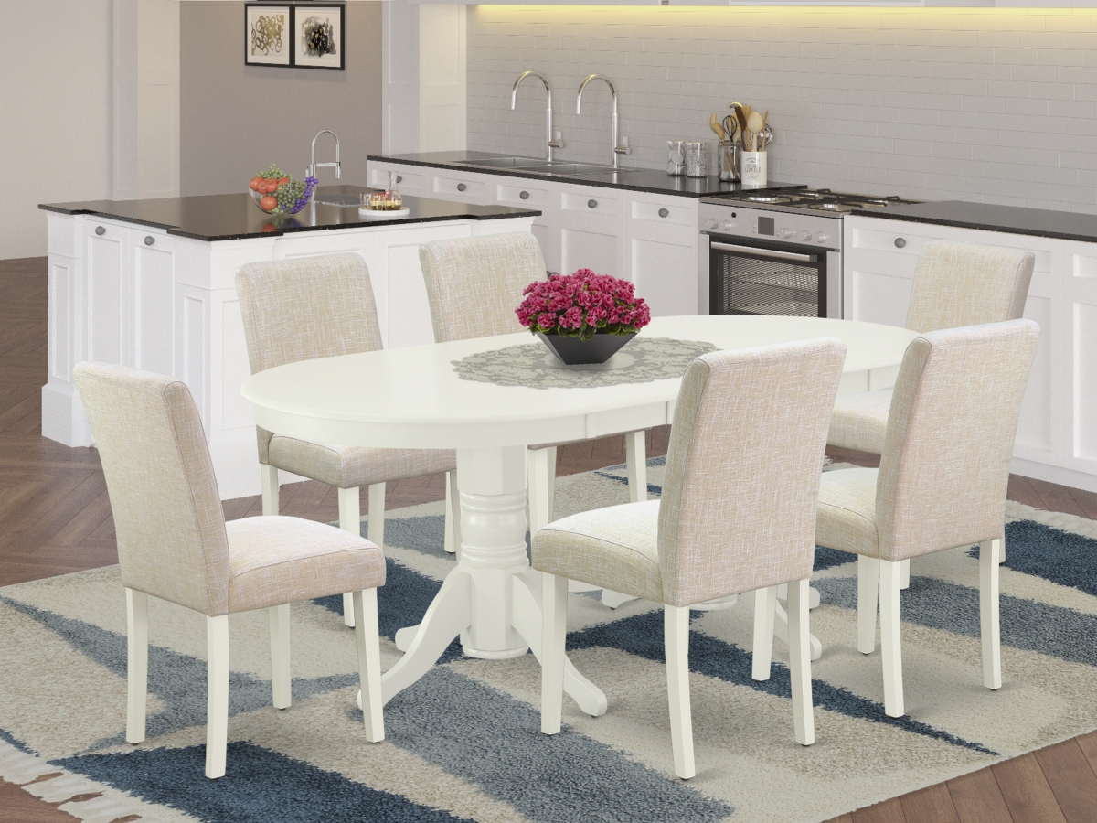 7 Piece Vancouver Dining Room Set - Linen White & Light Beige