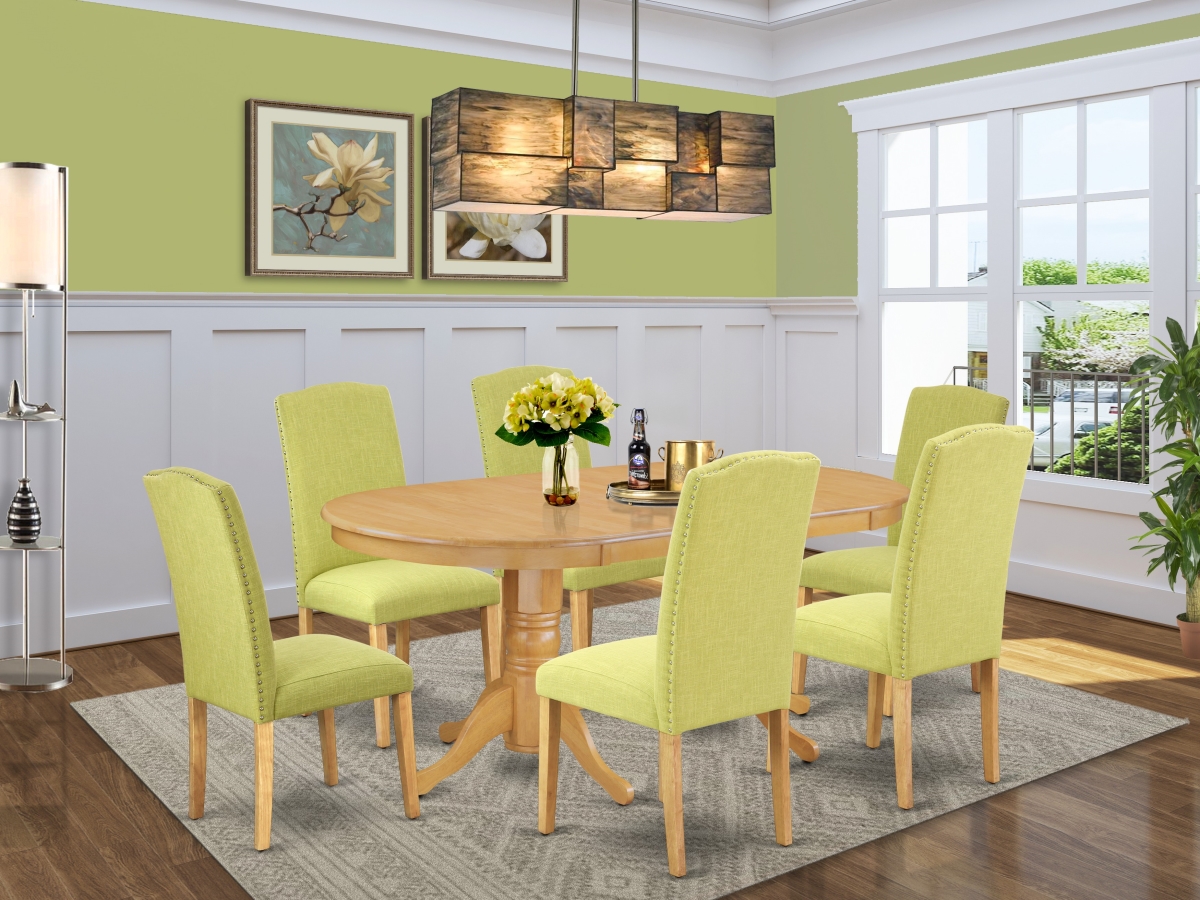 7 Piece Vancouver Dining Room Set - Oak & Limelight