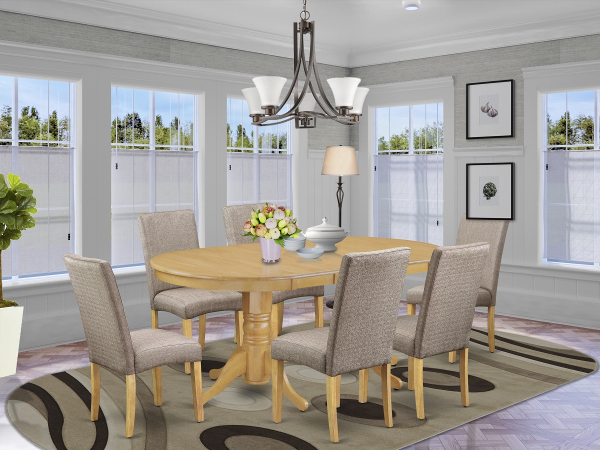 7 Piece Vancouver Dining Room Set - Oak & Dark Khaki