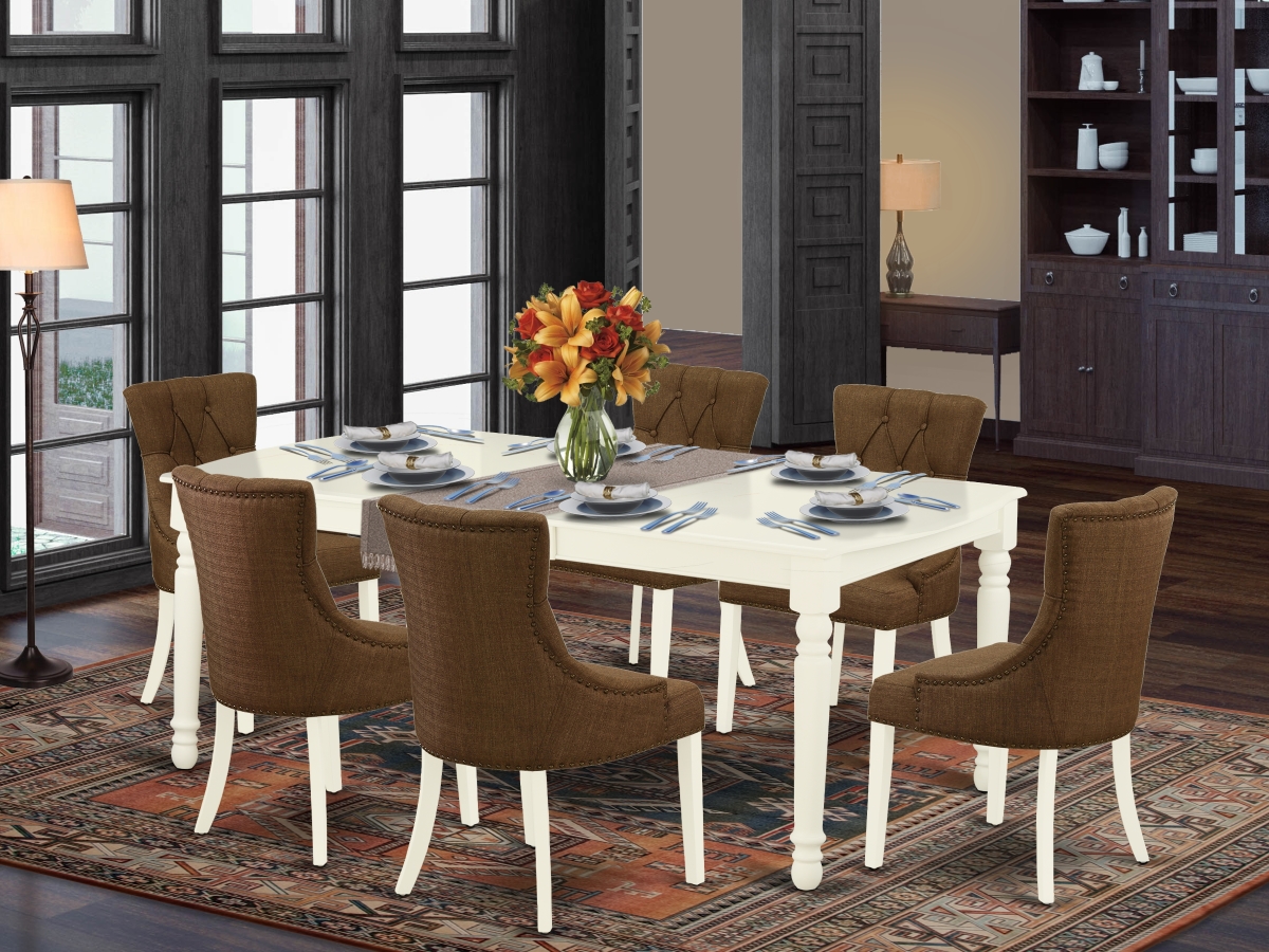 7 Piece Dover Dinette Set - Linen White & Dark Coffee