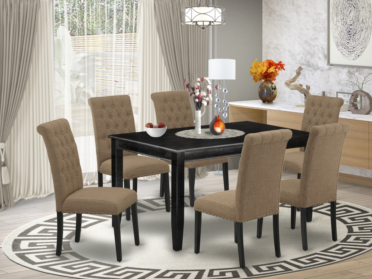 7 Piece Dudley Dinette Set - Black & Light Sable