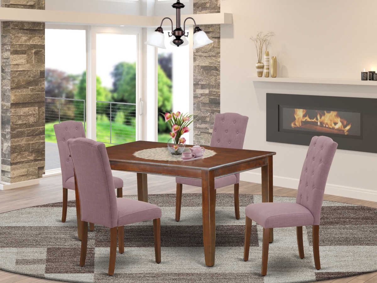 5 Piece Dudley Dining Set - Mahogany & Dahlia