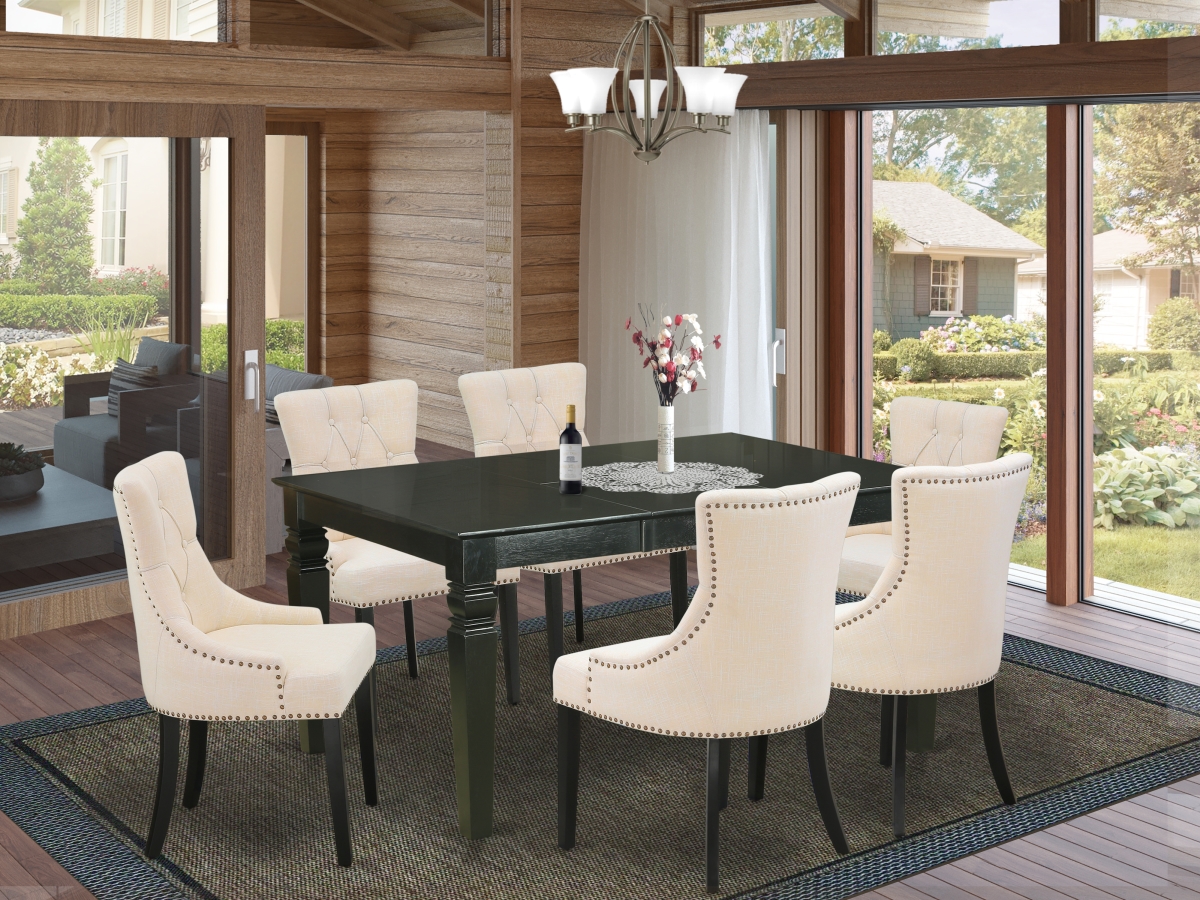 7 Piece Weston Dinette Set - Black & Light Beige