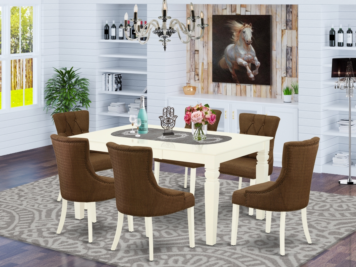 7 Piece Weston Dinette Set - Linen White & Dark Coffee