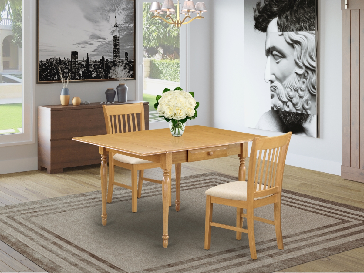 MZNO3-OAK-C 3 Piece Monza Kitchen Table Set - Oak