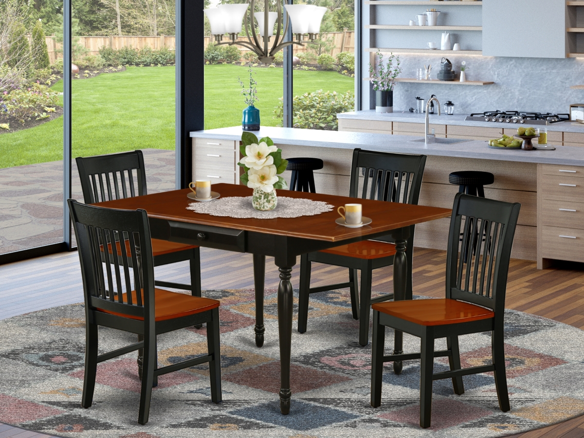 MZNO5-BCH-W 5 Piece Monza Dining Room Set - Black & Cherry -  East West Furniture