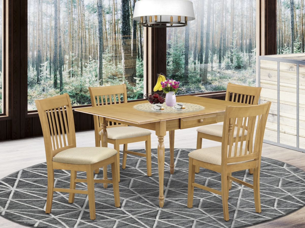 5 Piece Monza Wood Dining Table Set - White & Oak