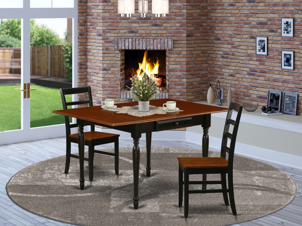 3 Piece Monza Dining Room Table Set - Black Cherry