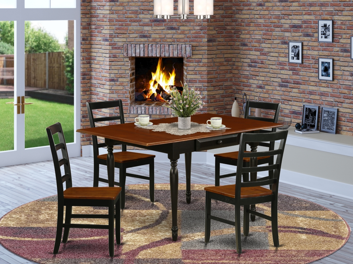 MZPF5-BCH-W 5 Piece Monza Dining Room Table Set - Black & Cherry -  East West Furniture