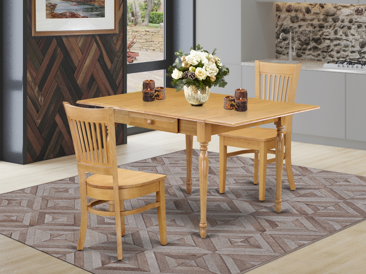 MZVA3-OAK-W 3 Piece Monza Dining Kitchen Table Set - Oak