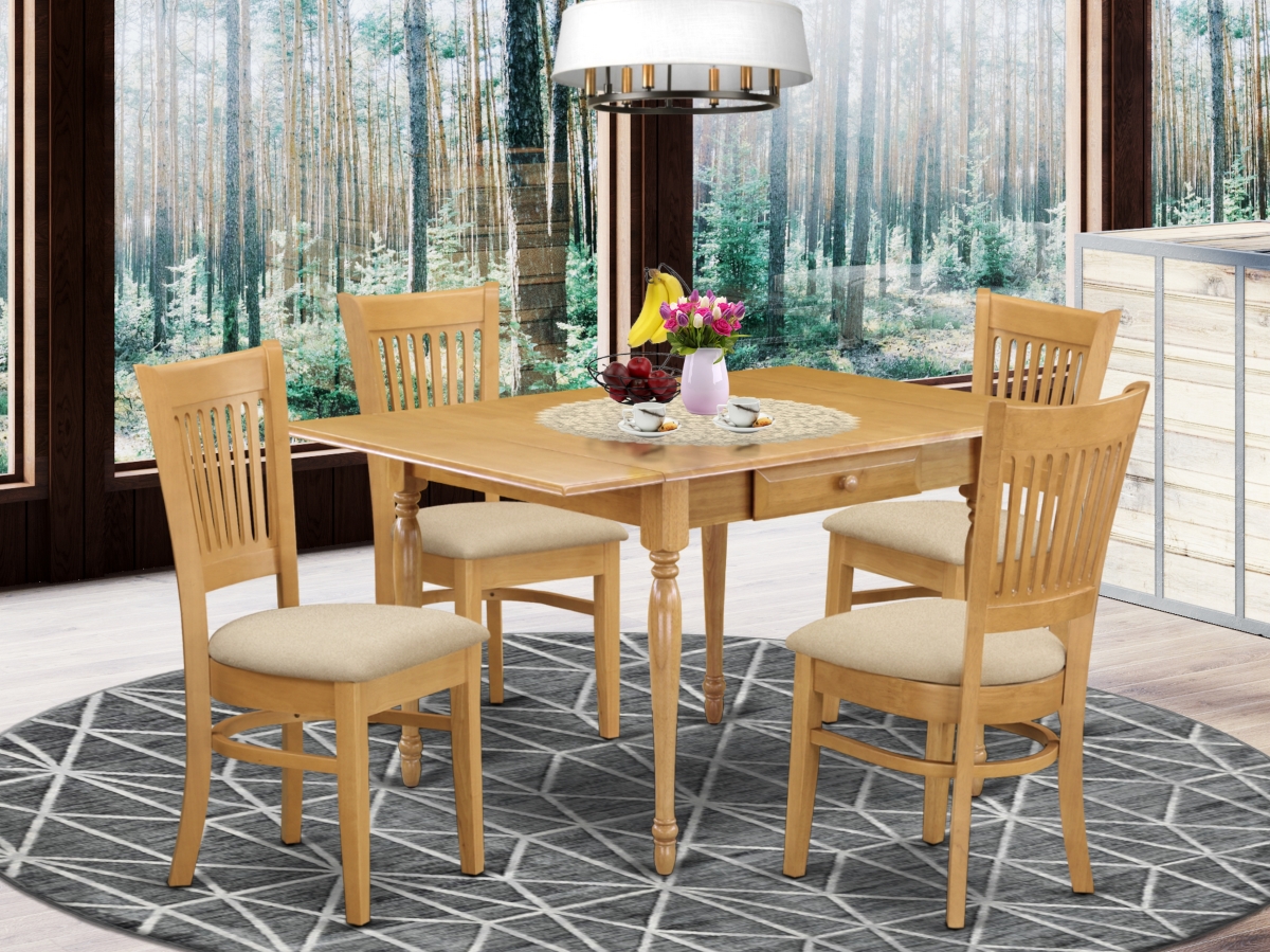 5 Piece Monza Dinette Set - Light Beige & Oak