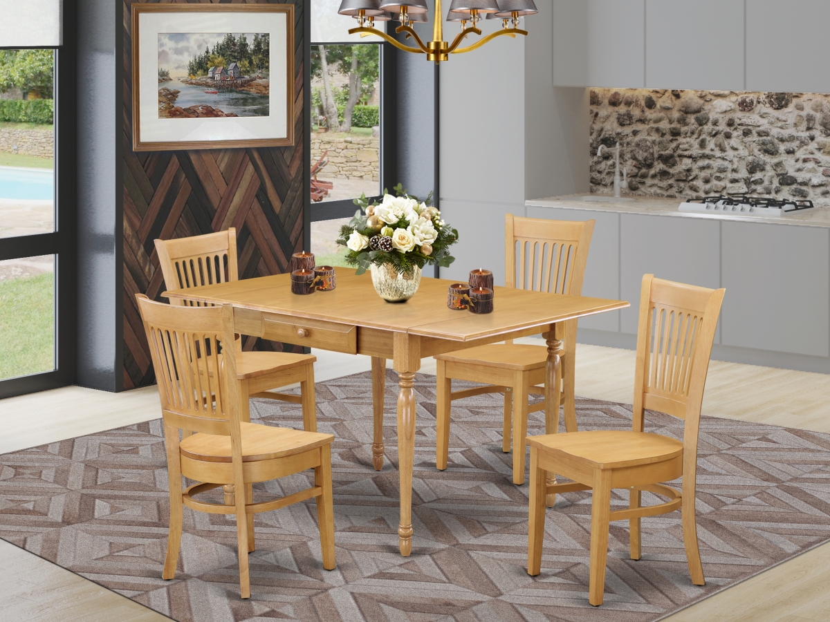 5 Piece Monza Wooden Dining Table Set - Oak