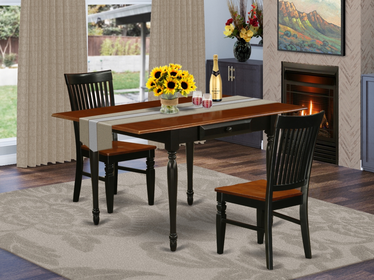 3 Piece Monza Dining Room Table Set - Black & Cherry