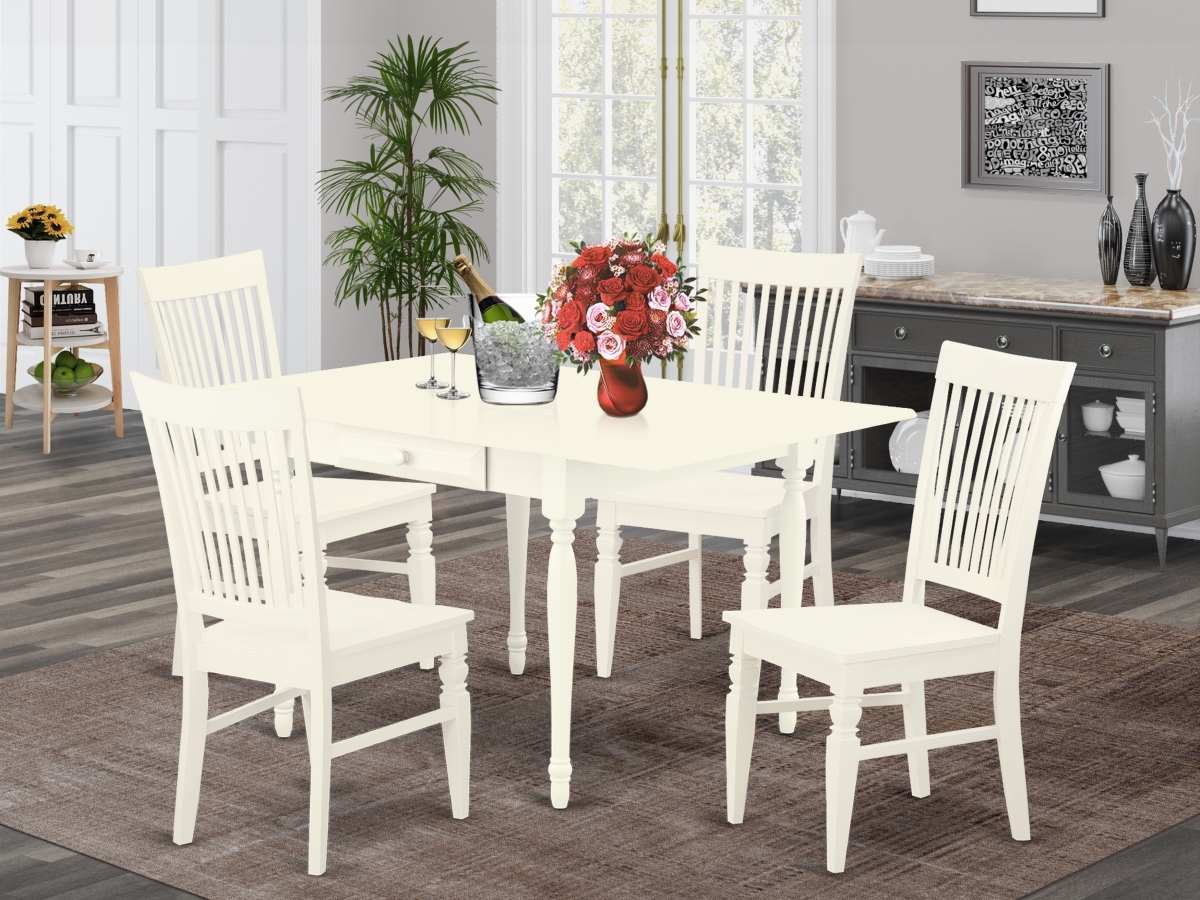 5 Piece Monza Kitchen Dining Table Set - Linen White