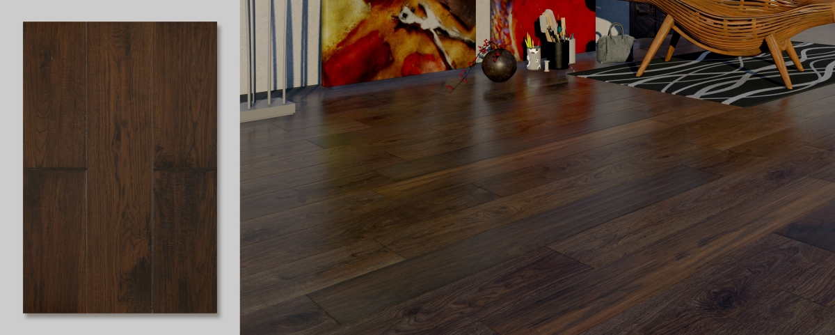 Picture of East West Furniture SP-7HH02 0.5 x 7 in. Sango Premier Hickory Special Walnut Handscraped Engineered Hardwood Flooring