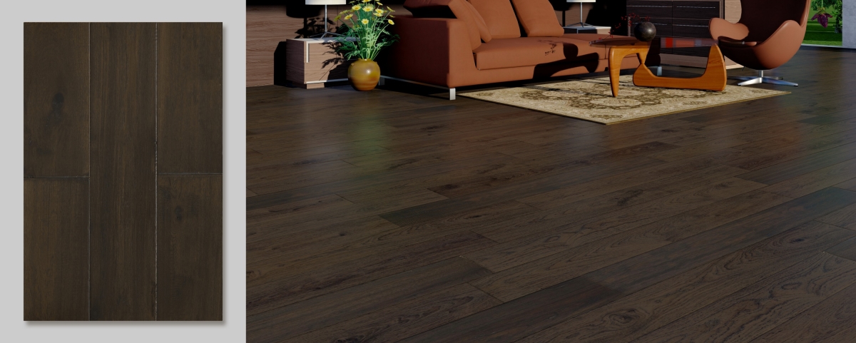Picture of East West Furniture SP-7HH05 0.5 x 7 in. Sango Premier Hickory Shadow Gray Handscraped Engineered Hardwood Flooring