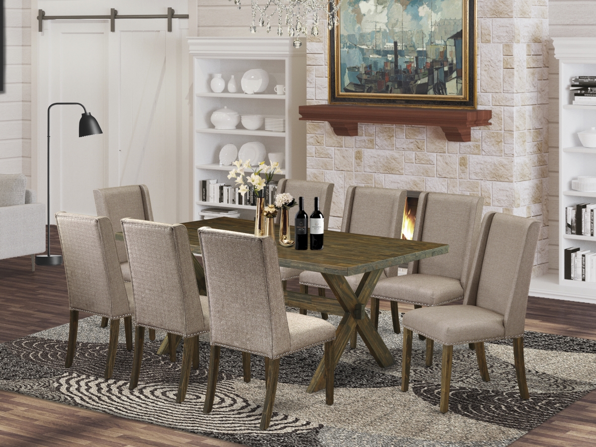 9 Piece X-Style Dinette Set - Dark Khaki