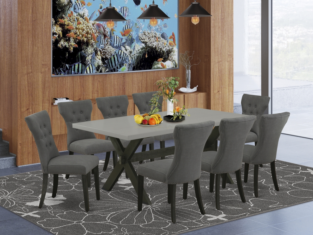9 Piece X-Style Dining Room Set - Dark Gotham Gray