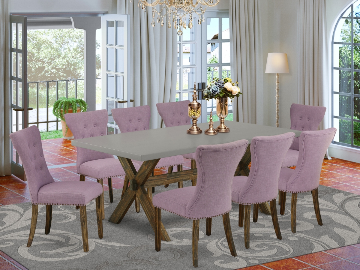 9 Piece X-Style Dining Table Set - Dahlia