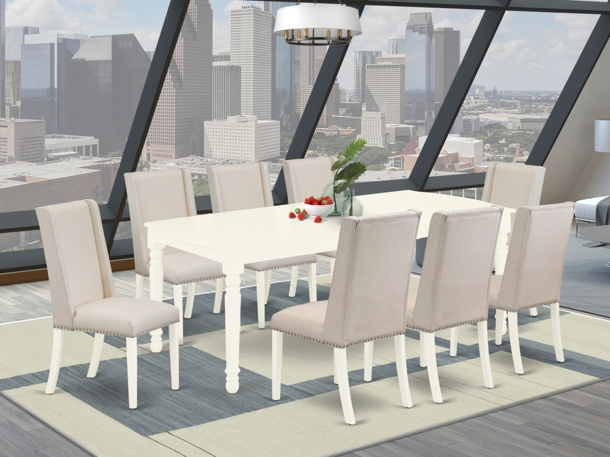 9 Piece Dover Dining Room Set - Linen White & Cream