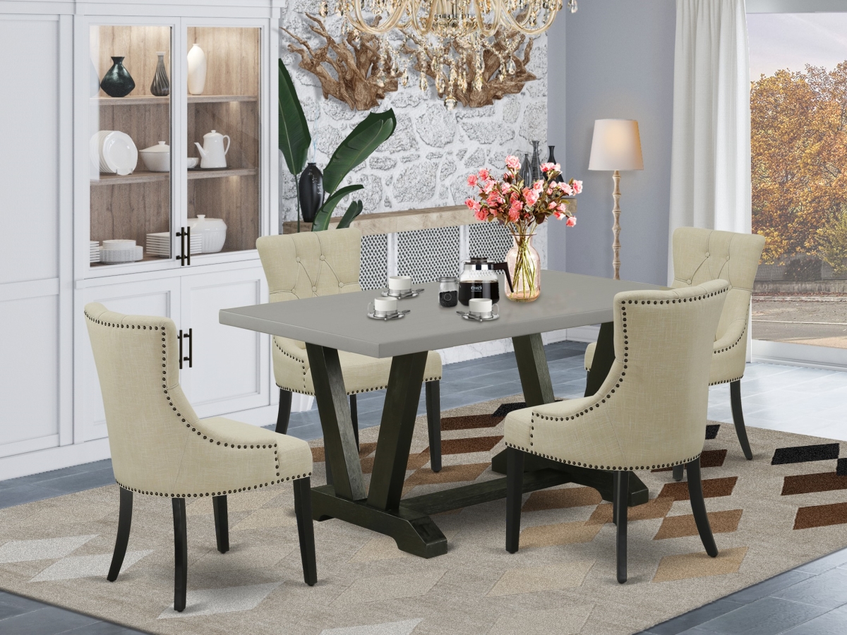 5 Piece V-Style Dinette Set - Light Beige & Cement