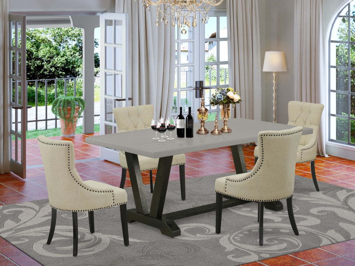 5 Piece V-Style Dinette Set - Light Beige & Cement