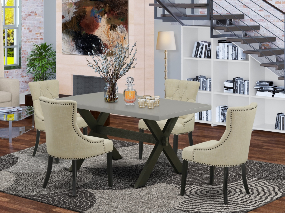 5 Piece X-Style Dinette Set - Light Beige & Cement