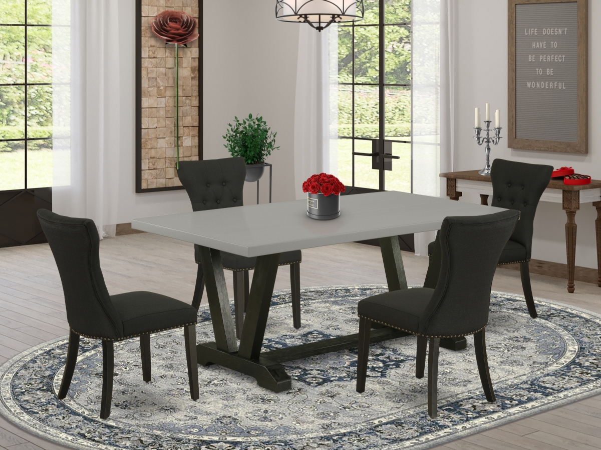 5 Piece V-Style Kitchen Dining Set - Black & Cement