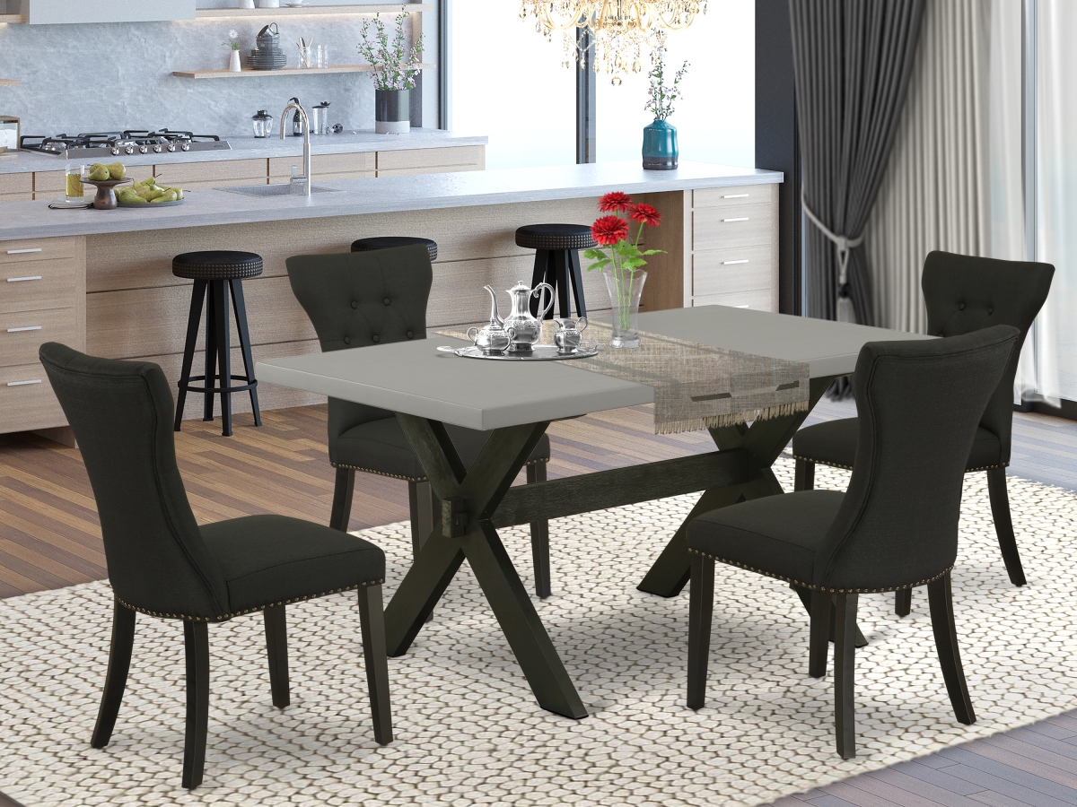 X696GA124-5 5 Piece X-Style Dining Room Set - Black & Cement -  East West Furniture