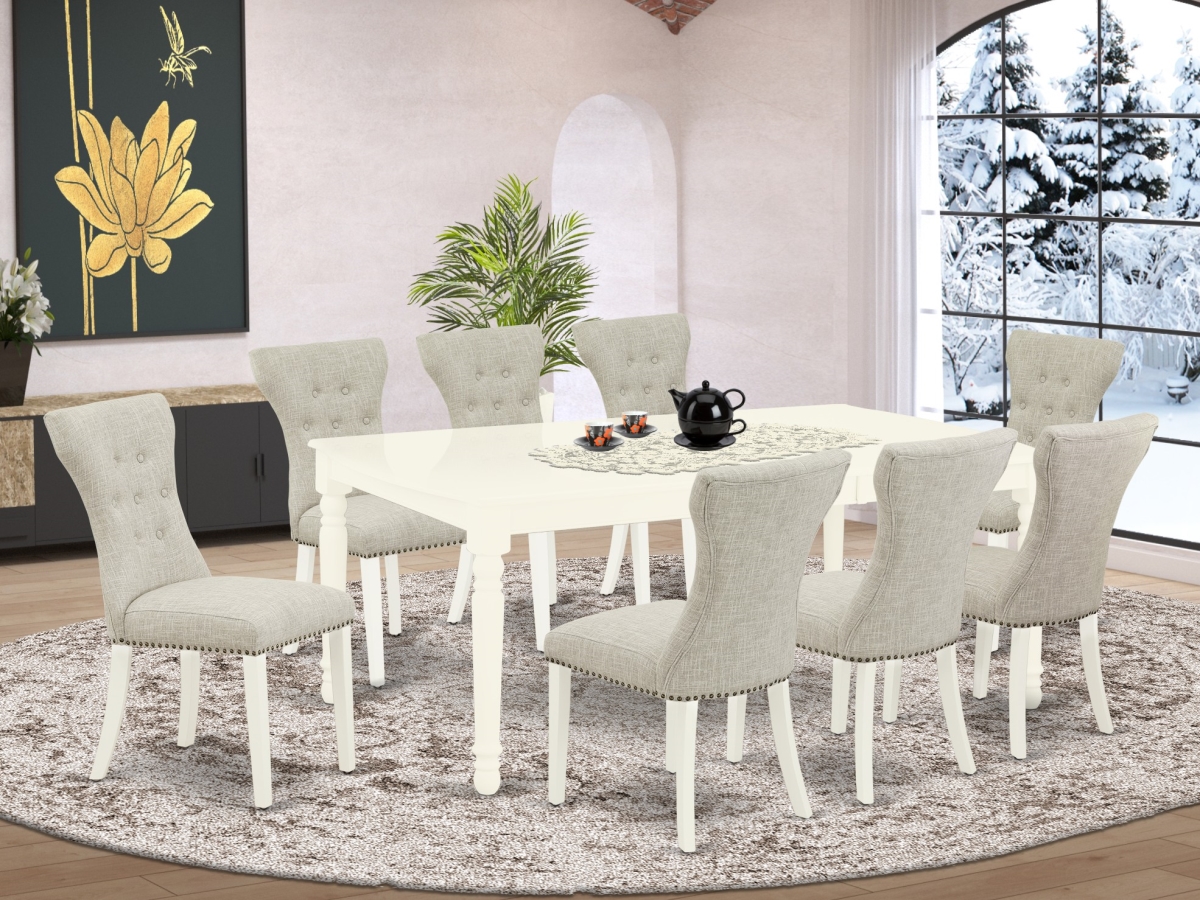 9 Piece Dover Small Dining Table Set - Linen White & Doeskin