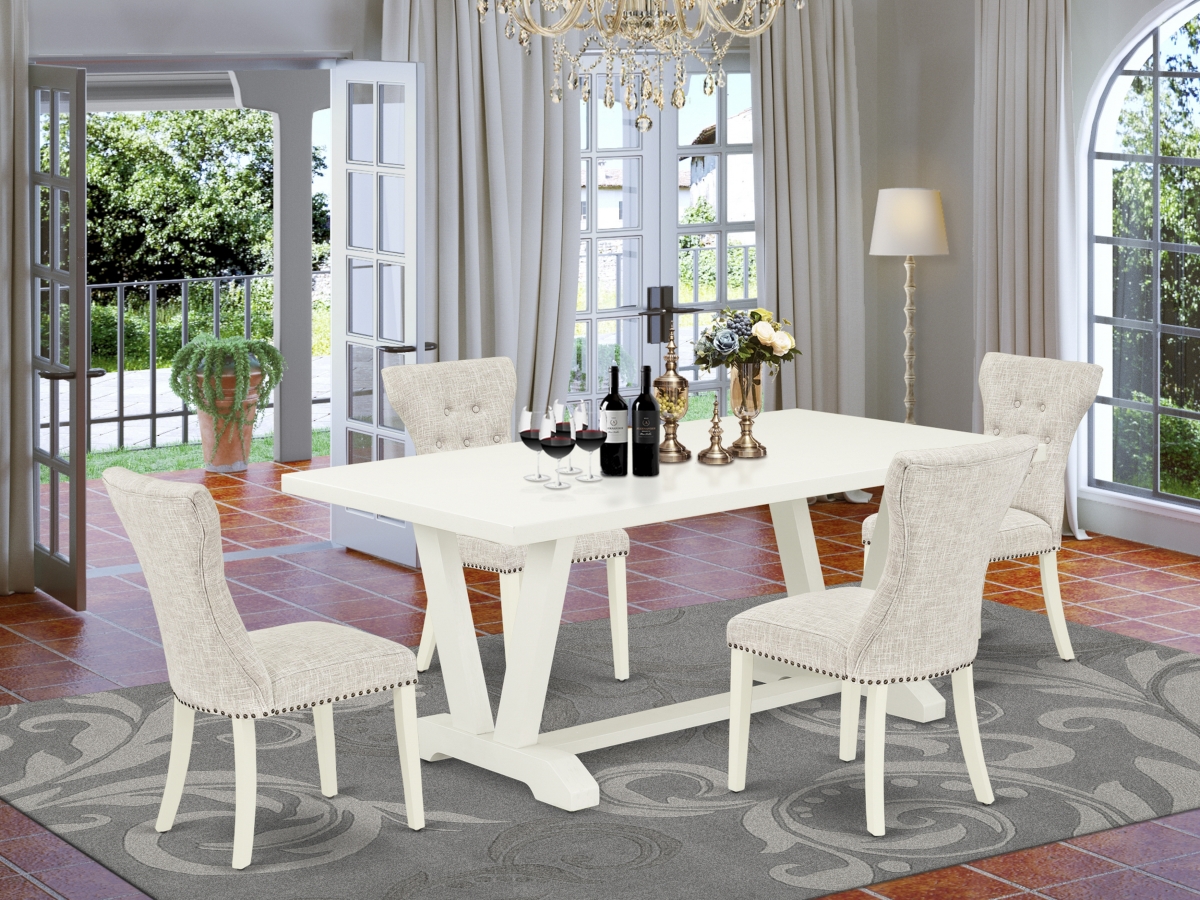 5 Piece V-Style Dinette Room Set - Linen White