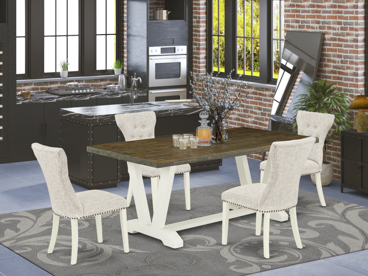 5 Piece V-Style Dining Set - Linen White