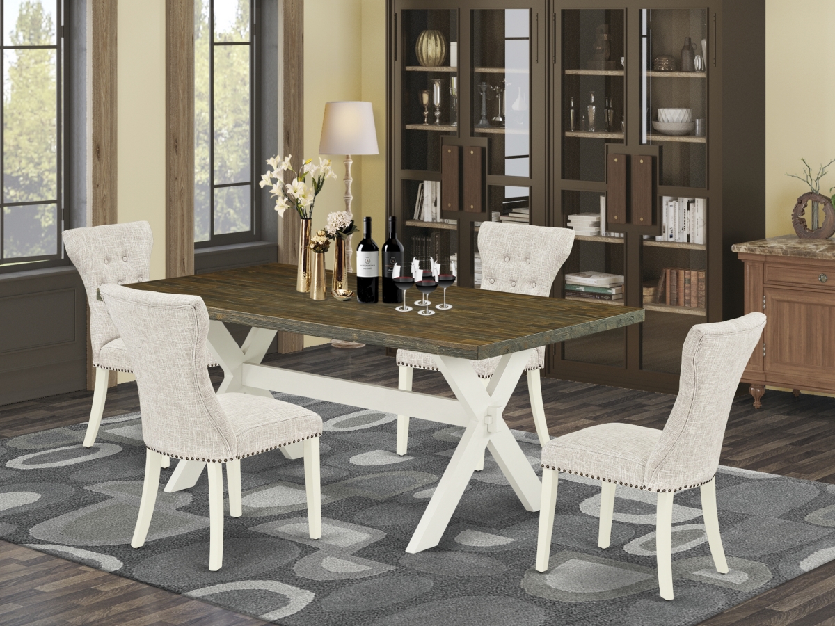 5 Piece X-Style Dining Table Set - Linen White