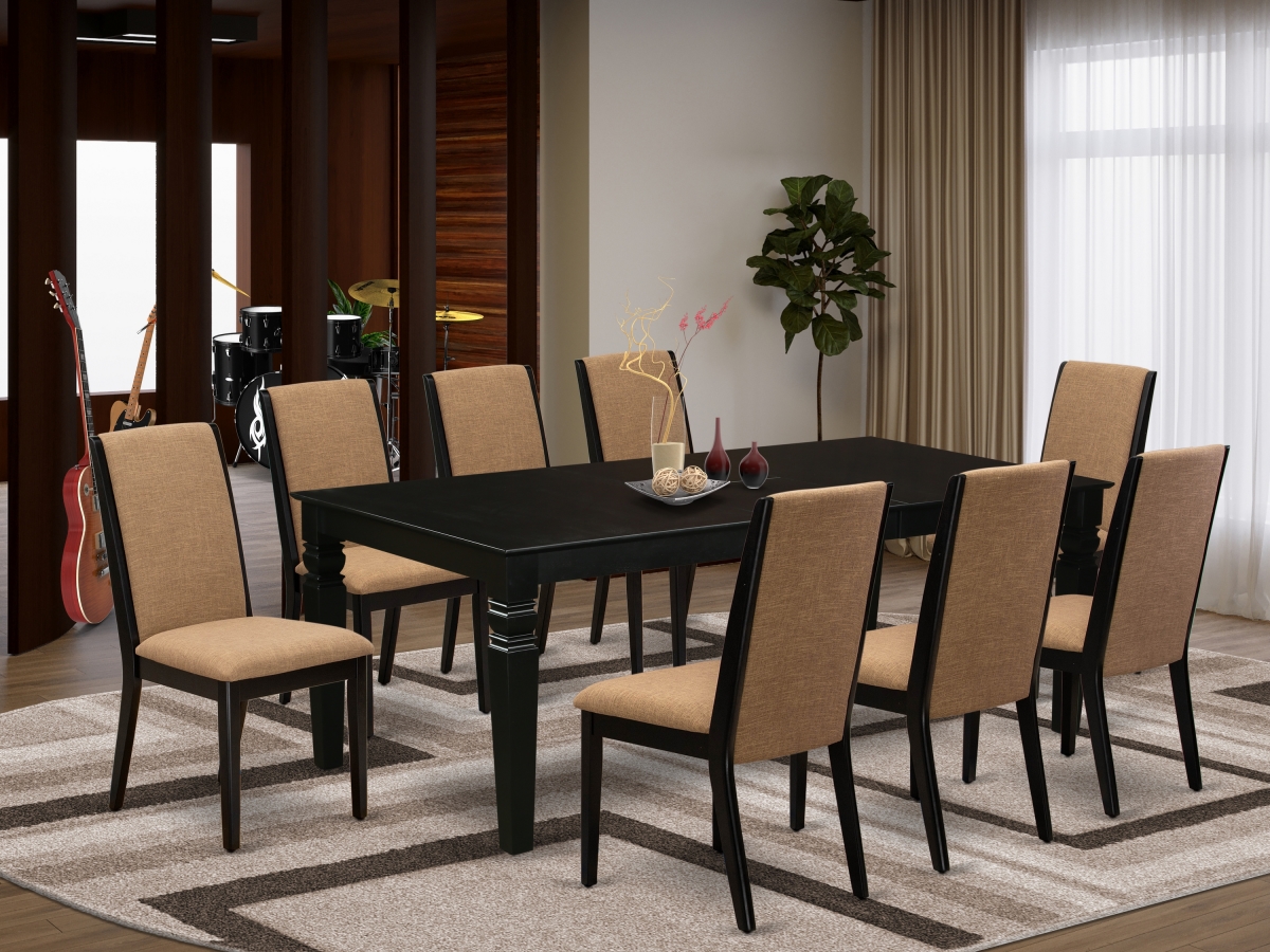 9 Piece Logan Kitchen Table Set - Black & Light Sable