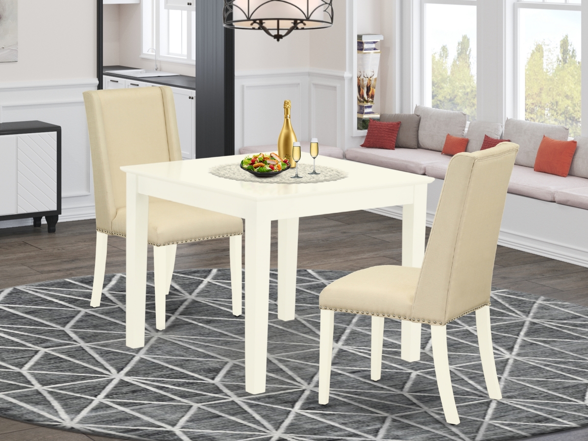 3 Piece Oxford Kitchen Dinette Set - Cream & Linen White