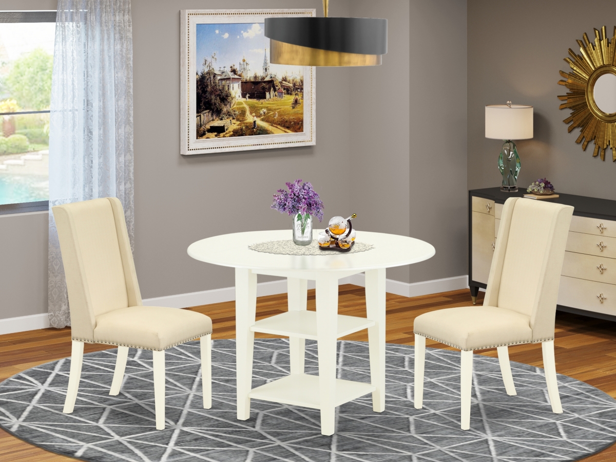 3 Piece Sudbury Dinette Table Set - Cream & Linen White