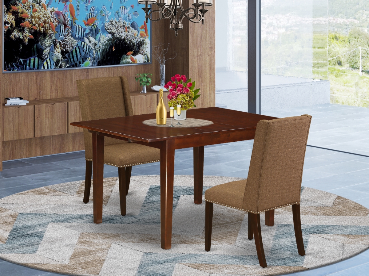 3 Piece Milan Dining Set - Brown, Beige & Mahogany