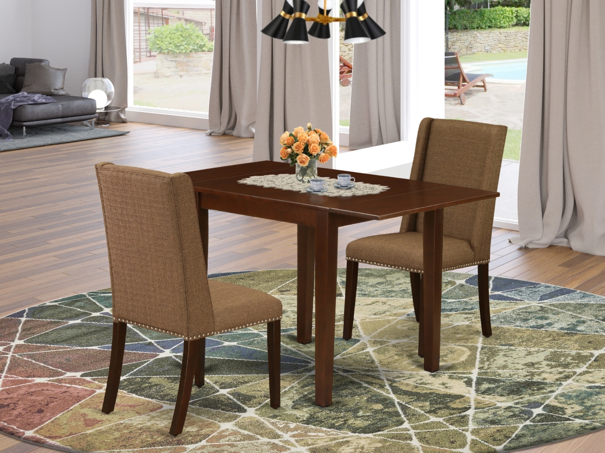 3 Piece Norden Rectangular Dining Set - Brown, Beige & Mahogany