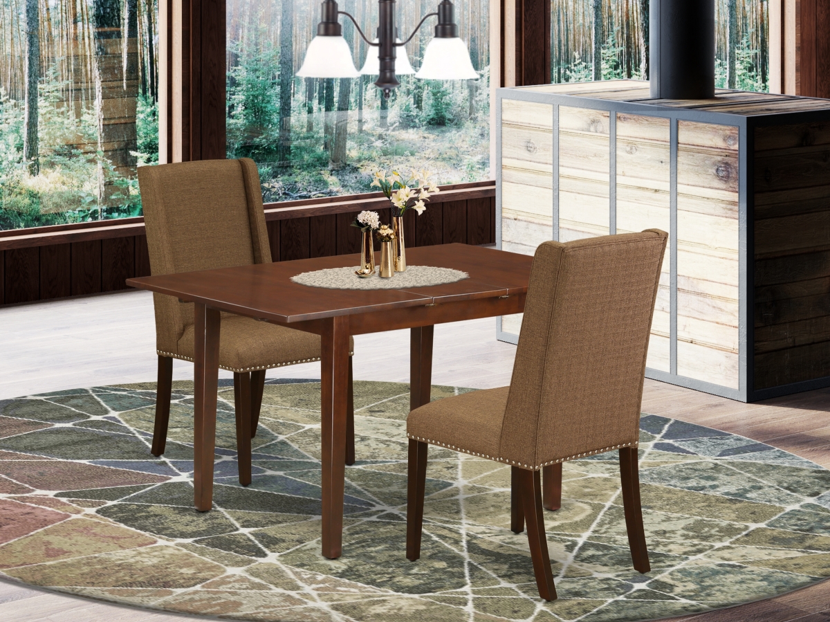 3 Piece Picasso Kitchen Table Set - Brown, Beige & Mahogany