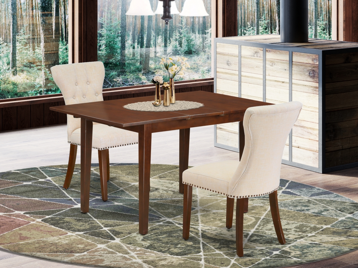 PSGA3-MAH-32 3 Piece Picasso Dining Table Set - Light Beige & Mahogany