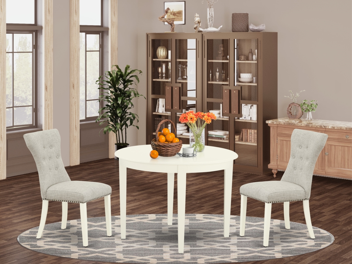 3 Piece Boston Dinette Table Set - Doeskin & Linen White