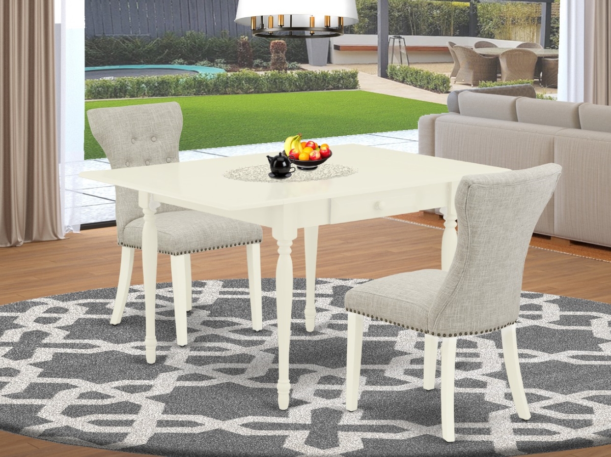 3 Piece Monza Dinette Set - Doeskin & Linen White