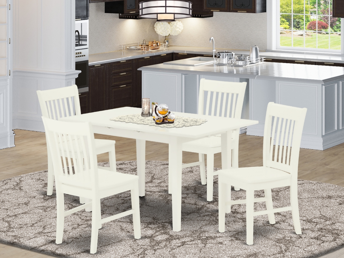 5 Piece Norfolk Rectangular Dinette Set - Linen White