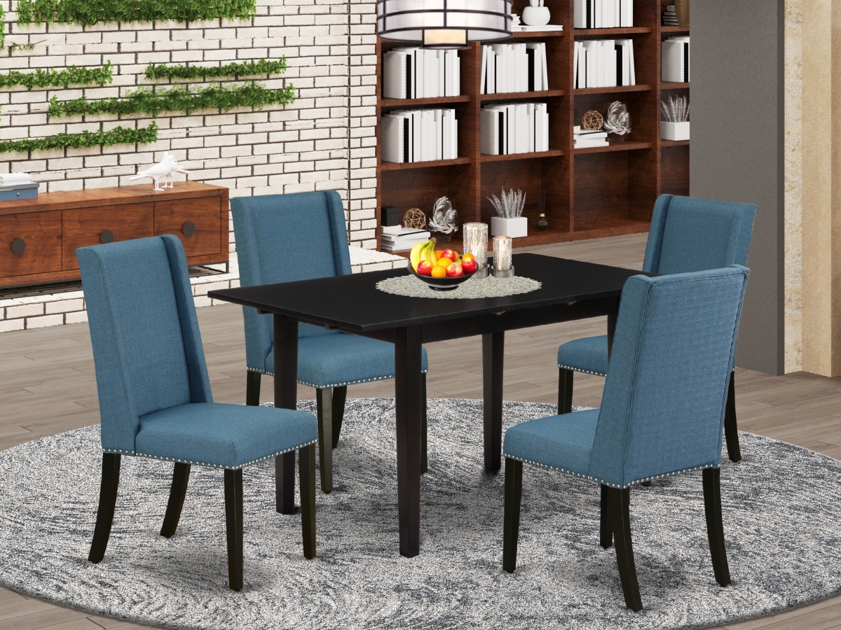 5 Piece Norfolk Wood Dining Table Set - Black