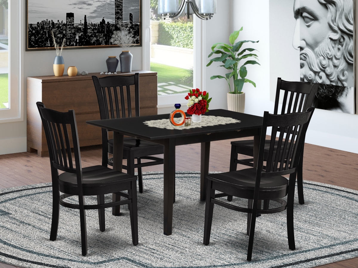 NOGR5-BLK-W 5 Piece Norfolk Rectangular Dining Table Set - Black