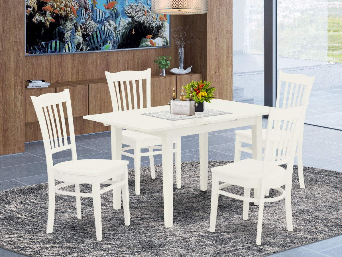 5 Piece Norfolk Wood Dinette Set - Linen White
