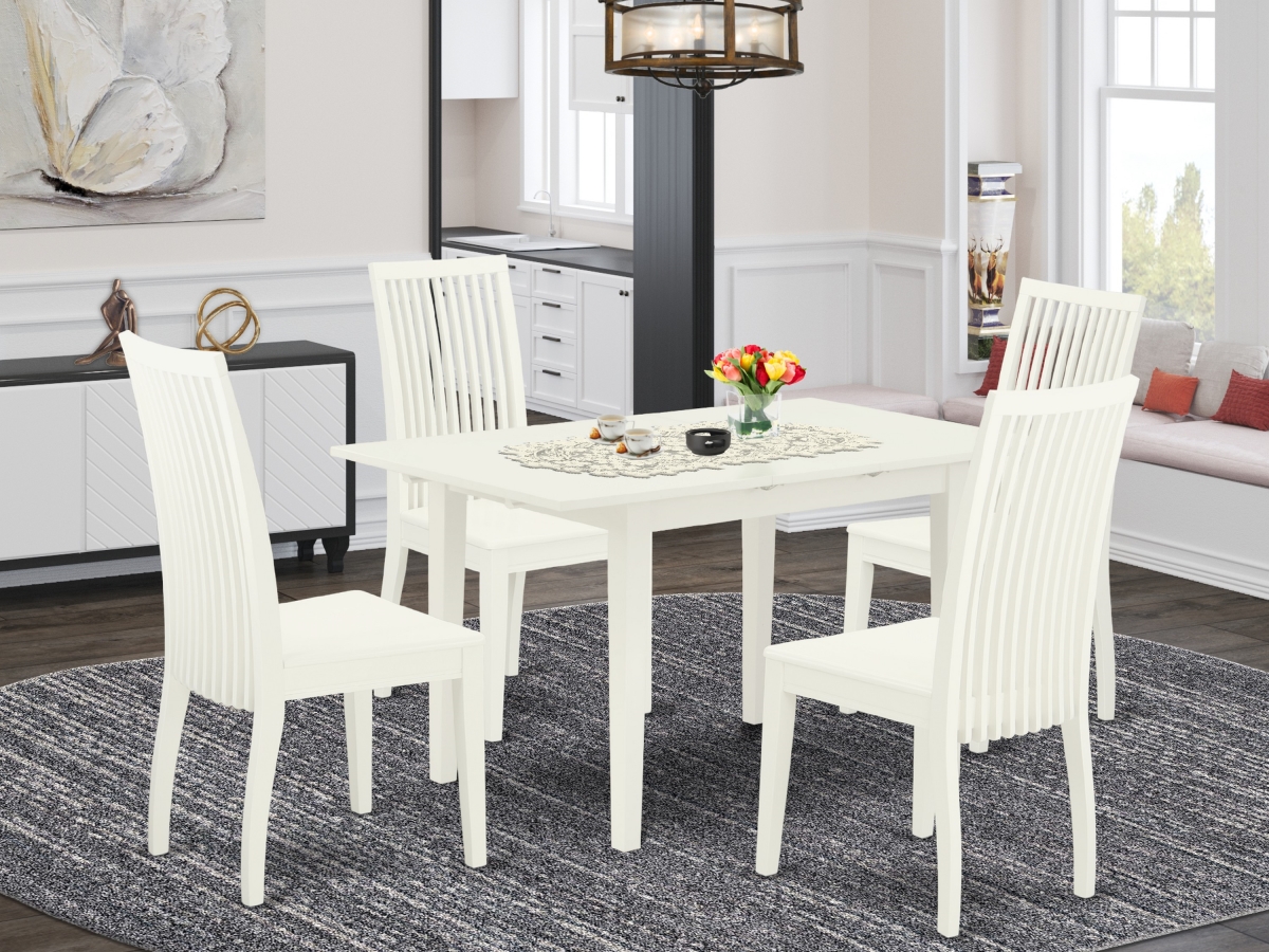 5 Piece Norfork Wooden Dining Table Set - Linen White