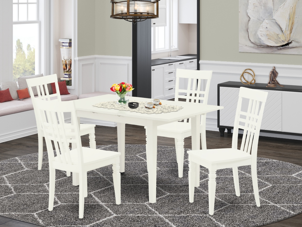 5 Piece Norfolk Wood Dining Table Set - Linen White