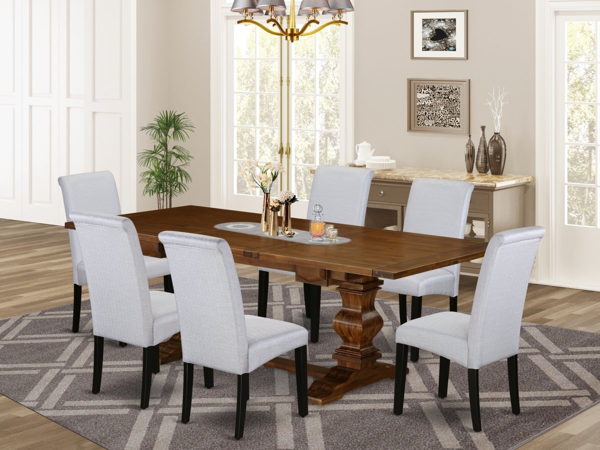 7 Piece Lassale Kitchen Dining Table Set - Antique Walnut, Black & Gray -  GSI Homestyles, HO2959583